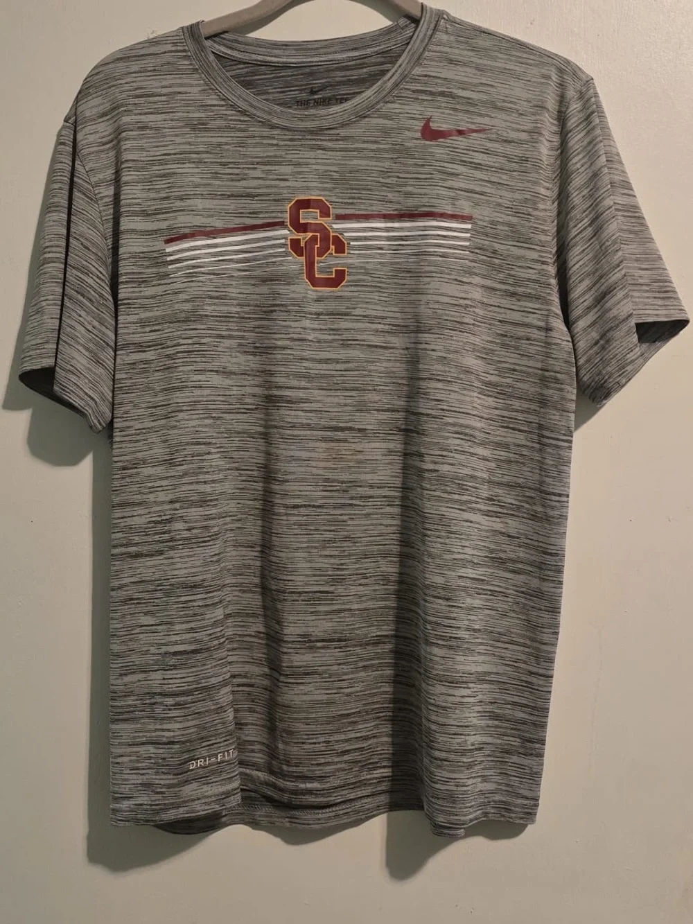 Nike Gray USC Heathered Dri-FIT Tee with Cardinal Logo